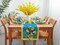 Provence Blue Lemon Mediterranean Tile Tabletop for Spring Summer Decorations, Picnics and Dinner Parties - Indoor Outdoor, Stain and Water Resistant, Table Runner, 14 x 72